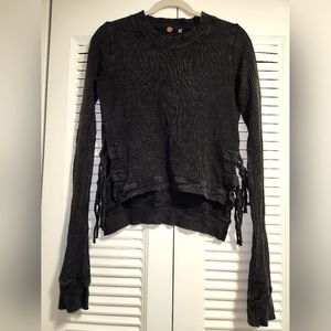 Charcoal Gray Long Sleeve tee with ties on the sides. Size M